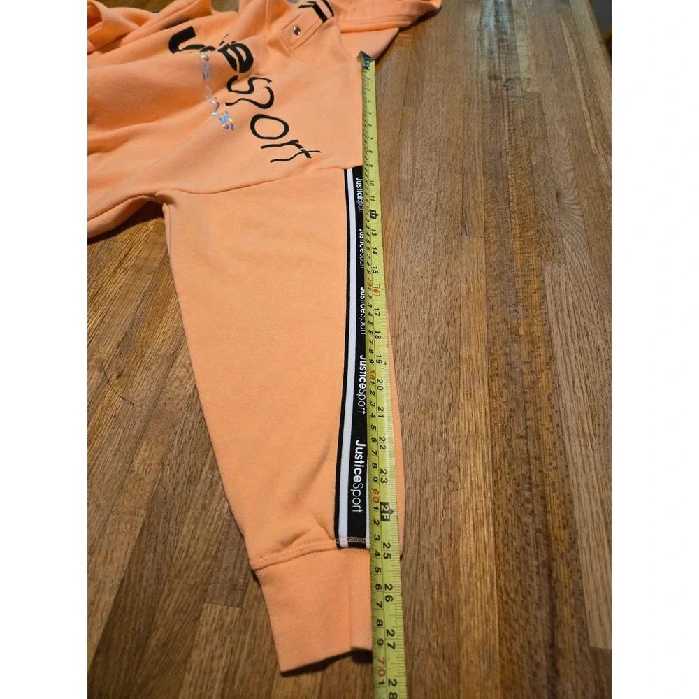 Justice Sport Girls XL 16/18 Neon‎ Peach Black Own Your Greatness Cropped Hoodie